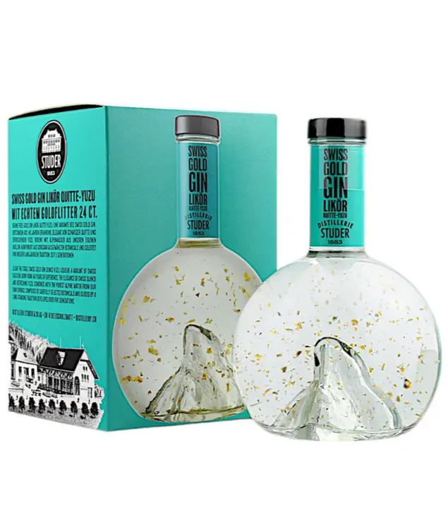 Studer Swiss Gold Gin Likör Quitte-Yuzu / 35 % vol / 0,7 Liter-Flasche