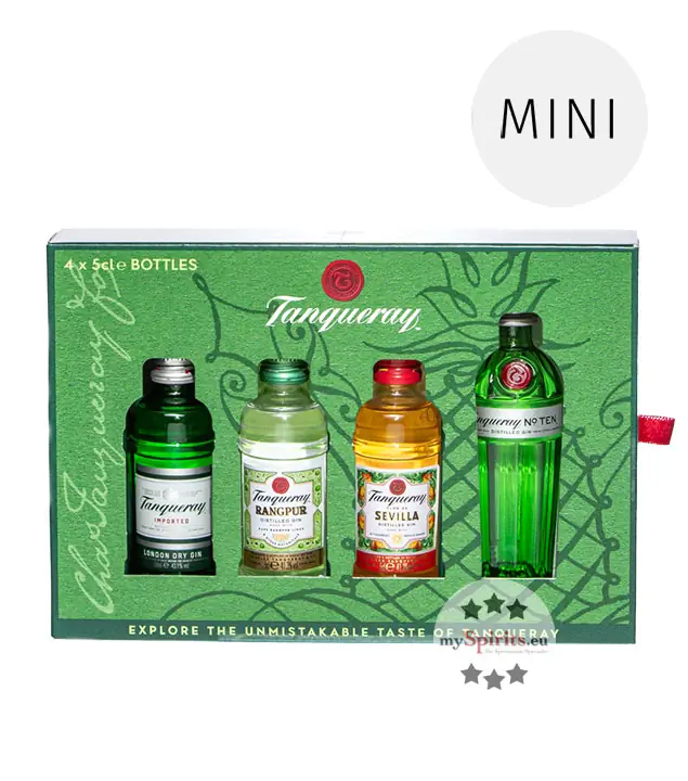 Tanqueray Exploration Pack Gin-Probierset / 41,3 - 47,3 % Vol. / 4 x 0,05 Liter-Flasche (PET+Glas) in Geschenkbox