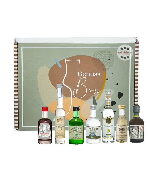 mySpirits Tasting Box No. 1: 7 Spirituosen-Minis im Probierset / 35 - 50 % Vol. / 1 x 3cl, 1 x 4cl & 5 x 5cl Miniaturen