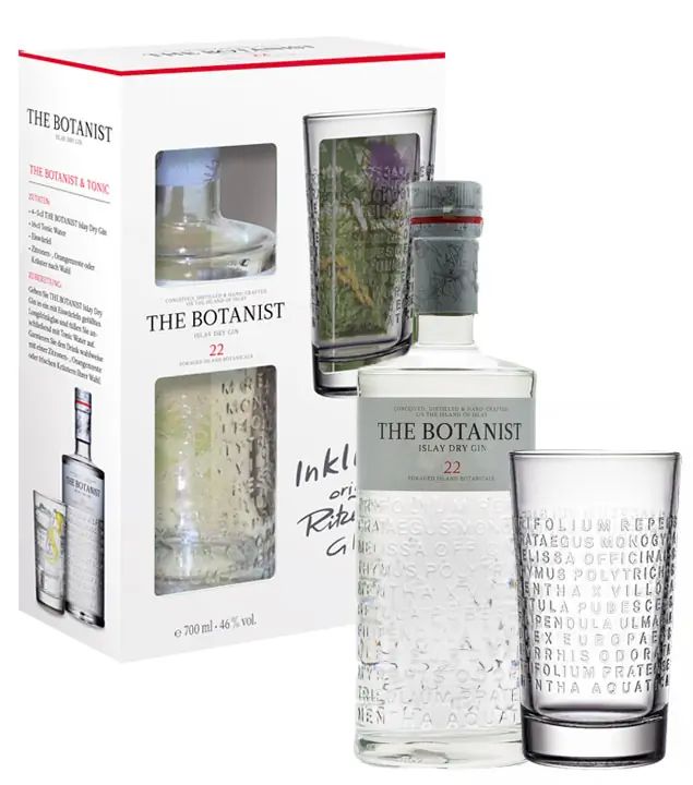 The Botanist Islay Dry Gin Geschenkset / 46 % Vol. / 0,7 Liter-Flasche + Ritzenhoff-Glas