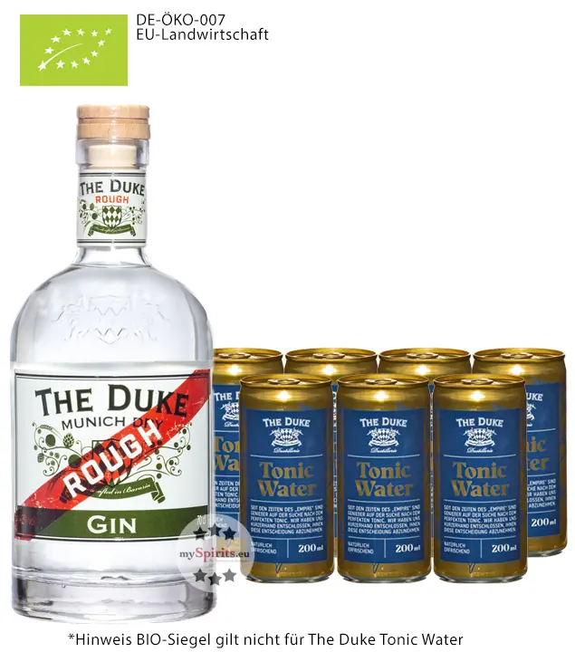 The Duke Rough Gin Bio (42 % vol, 0,7l) & 7 x The Duke Tonic Water (0,2l) inkl. 1,75€ Pfand