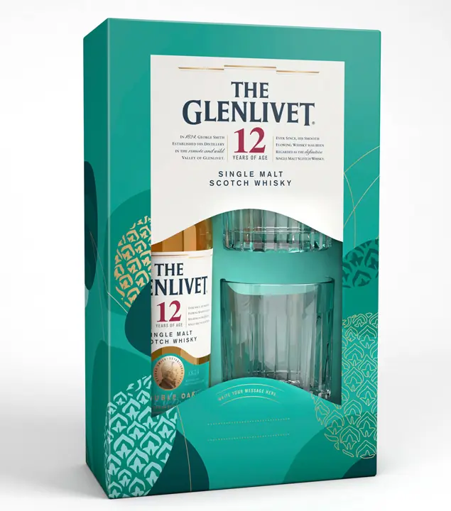 The Glenlivet 12 Jahre Whisky Geschenkset mit 2 Gläsern / 40 % Vol. / 0,7 Liter-Flasche in Geschenkbox