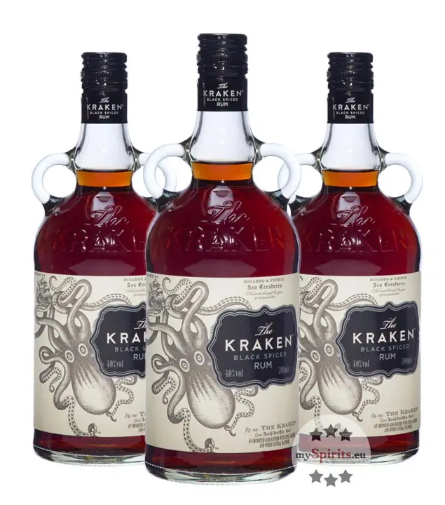 3 x The Kraken Black Spiced Spirit Drink auf Rum-Basis / 40 % vol / 3 x 0,7 Liter-Flasche