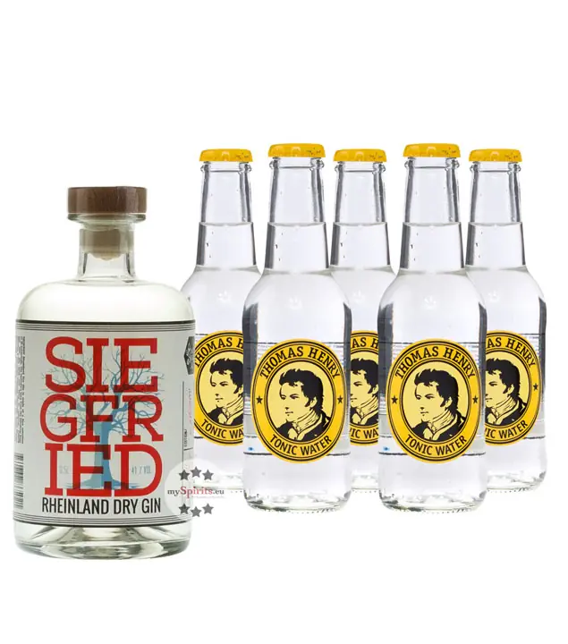 Siegfried Rheinland Dry Gin (41 % Vol., 0,5 L) & 5 x Thomas Henry Tonic Water (0,2 L)