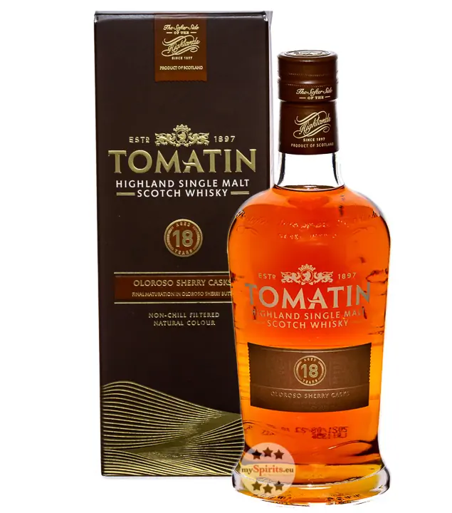 Tomatin 18 Years Highland Single Malt Scotch Whisky Oloroso Sherry Casks / 46 % Vol. / 0,7 Liter in Geschenkbox