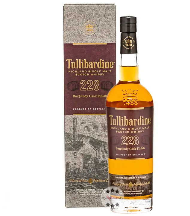 Tullibardine 228 Burgundy Finish Highland Single Malt Scotch Whisky / 43 % Vol. / 0,7 Liter-Flasche in Geschenkbox