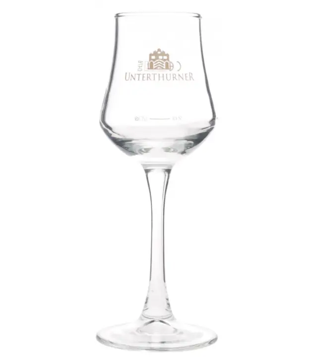 Unterthurner Schnapsglas mit Stiel / 2cl Eichstrich / H: ca. 14 cm