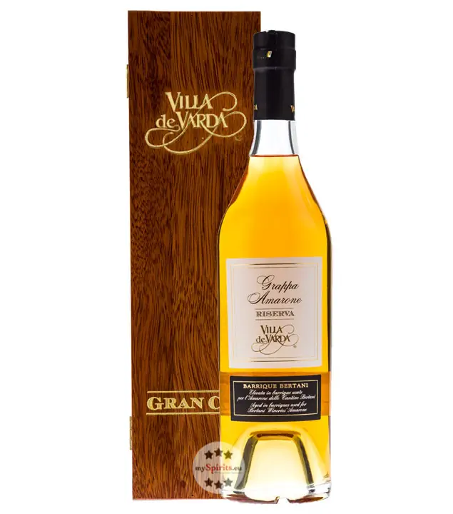 Villa de Varda Grappa Amarone Riserva Gran Cru – Grappa aus dem Barrique / 40 % / 0,7 Liter-Flasche in Mahagoni-Kästchen