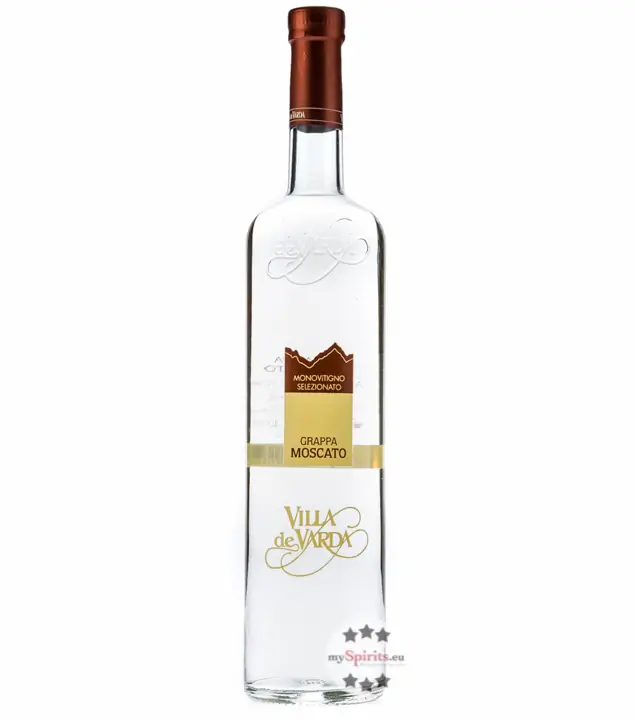 Villa de Varda Grappa Moscato Monovitigno – Kristallreiner Grappa aus Moscato-Trauben / 40 % Vol. / 0,7 Liter-Flasche