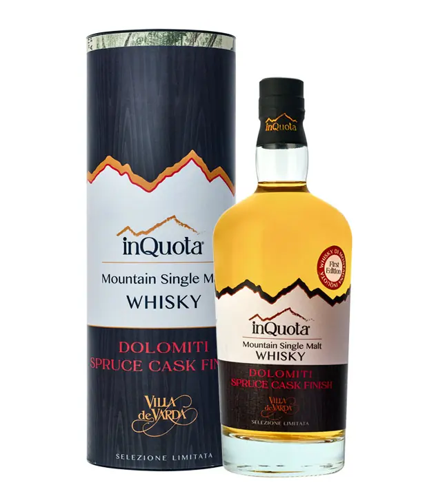 Villa de Varda inQuota Whisky Dolomiti Spruce Cask Finish / 47,6 % vol / 0,7 Liter in Geschenkdose