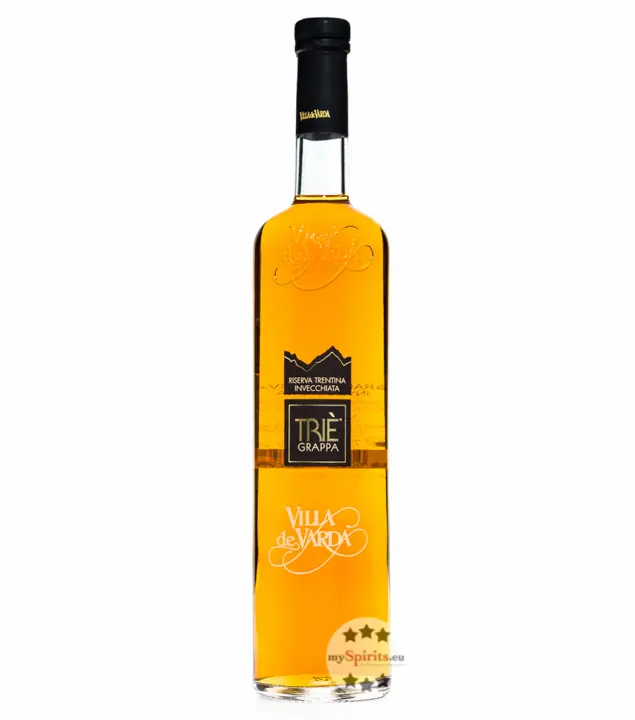 Villa de Varda Triè Grappa Riserva Invecchiata – Holzfassgereifter Grappa aus dreierlei Weintrestern / 40 % Vol. / 0,7 Liter-Flasche