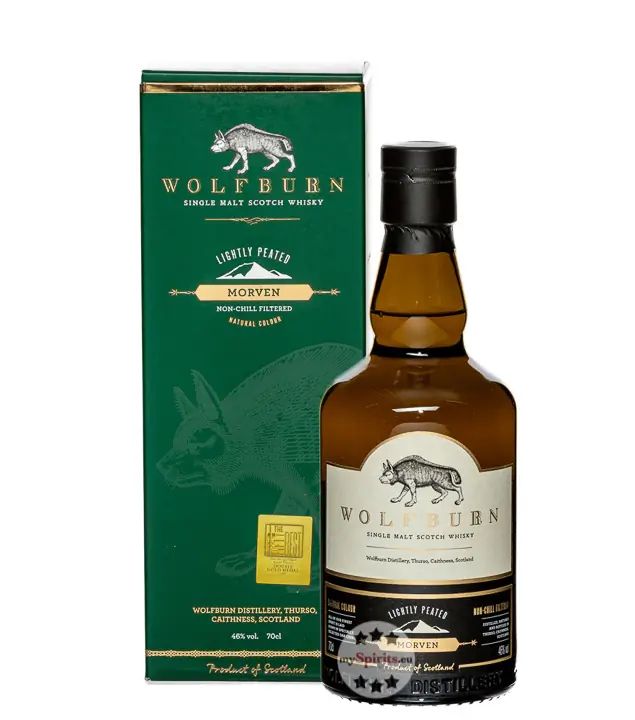 Wolfburn Morven Lightly Peated Single Malt Scotch Whisky / 46 % Vol. / 0,7 Liter-Flasche in Geschenkkarton